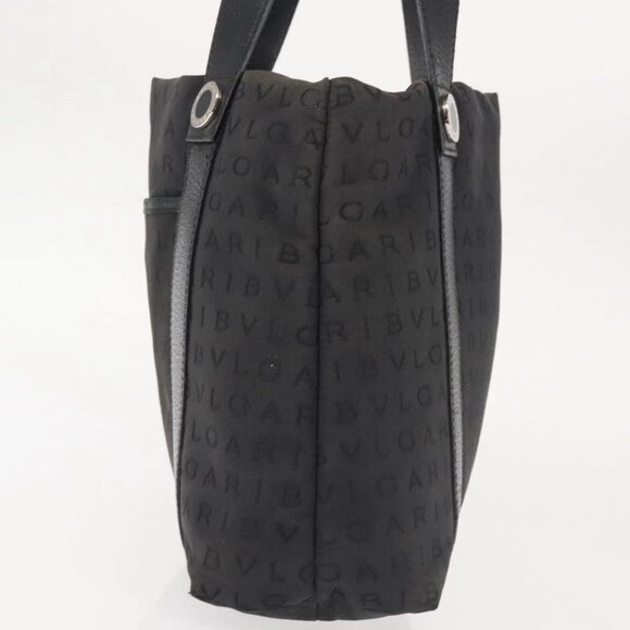 BVLGARI Logo Mania Hand Bag Canvas Black Silver - Picture 3 of 15